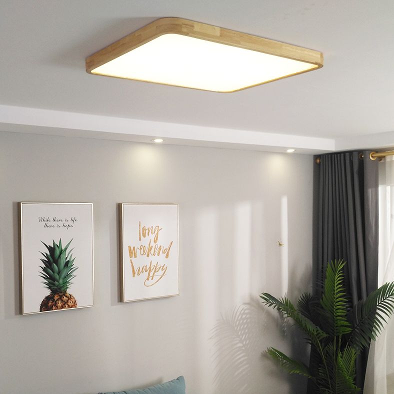 Geometrical Wooden Flush Ceiling Light Fixtures 1-Light Modern Style Flush Light Fixtures