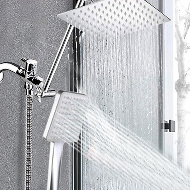 Contemporary Shower Combo Dual Shower Head Ceiling Mounted Metal Square Shower Head