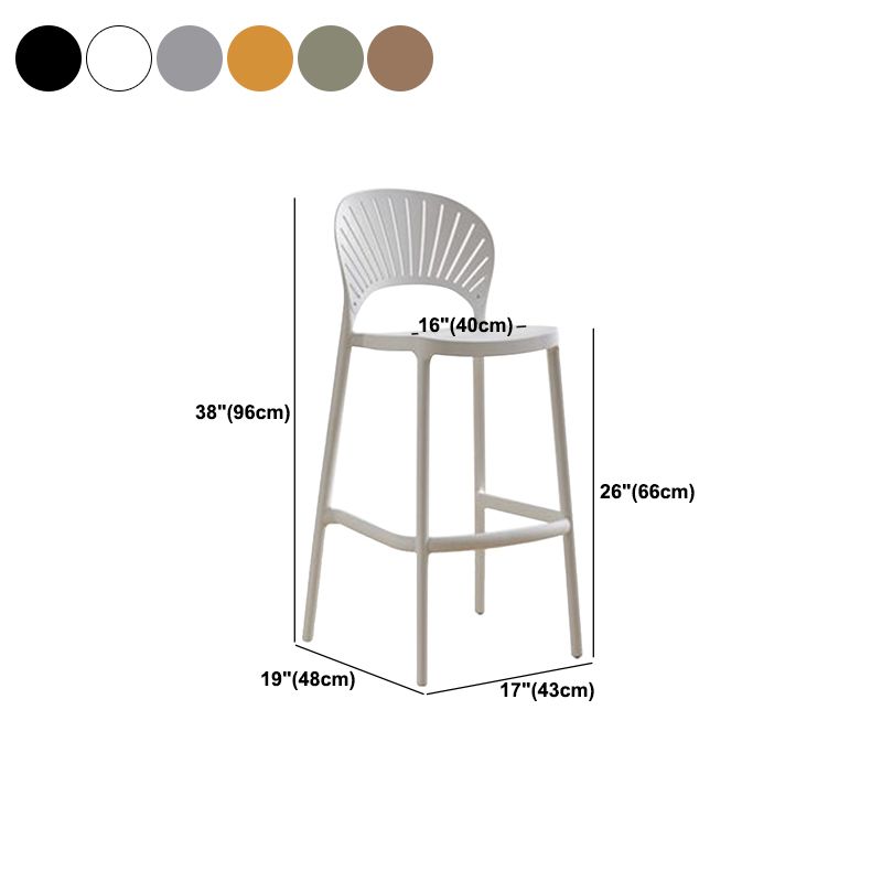 Contemporary Plastic Barstool Plastic Low Back Counter Stool in Matte Finish for Indoor