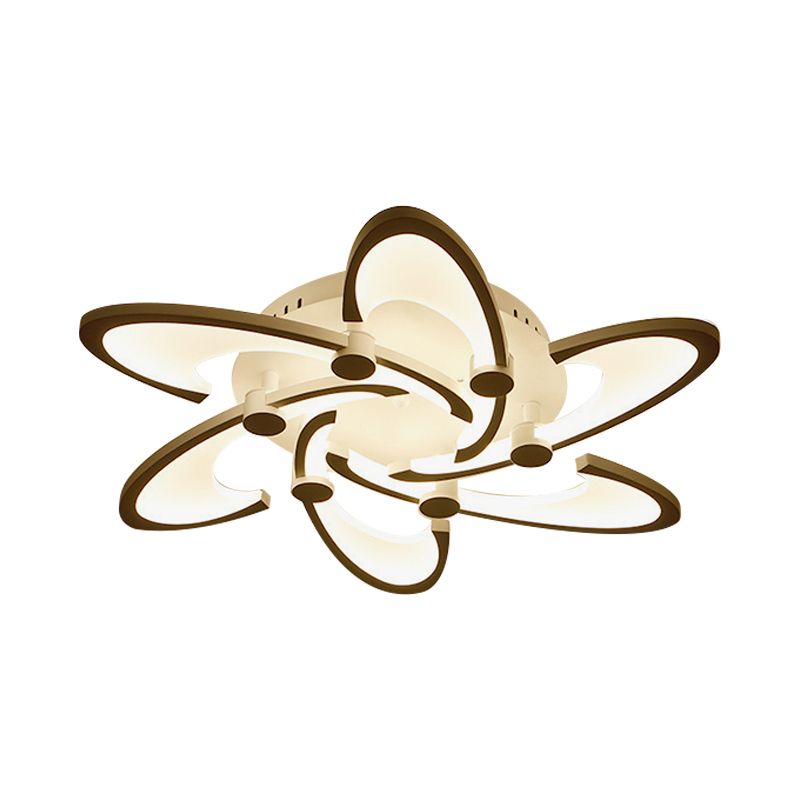 White Spiral Floral Flush Mount Lamp Modernism 3/6/12-Head Acrylic Semi Flush Ceiling Light in Warm/White Light
