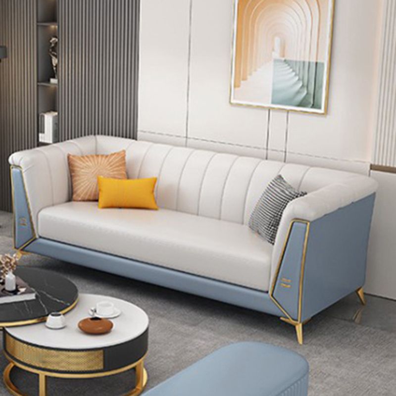 28.34" Wide Faux Leather Tuxedo Arm Sofa with Tufted Split-Back