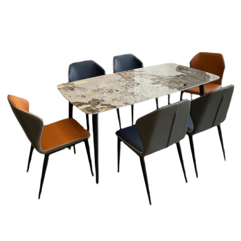 Mesa de mesa estándar de piedra sinterizada de forma simple Mesa de comedor de cocina con 4 patas Base