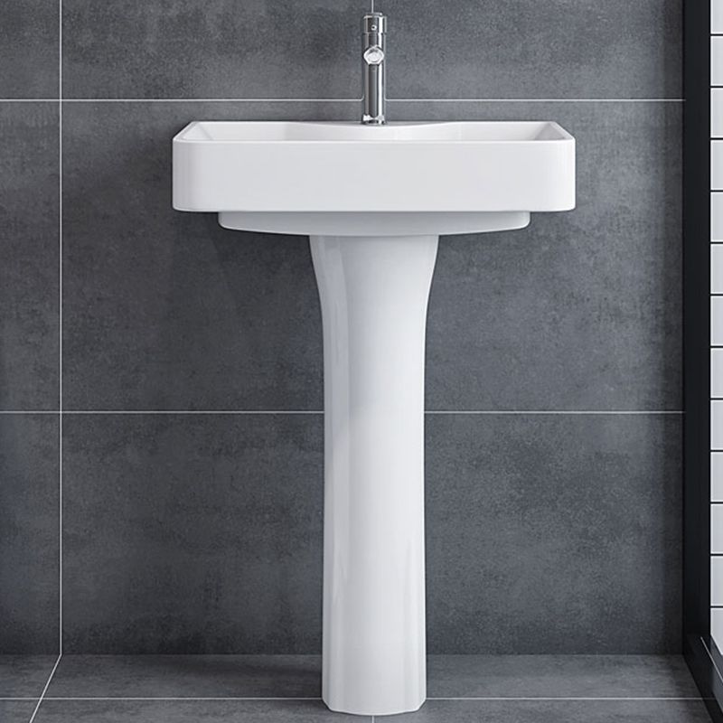 Square Pedestal Sink Ceramic Metal Ground Installation Bathroom Sink