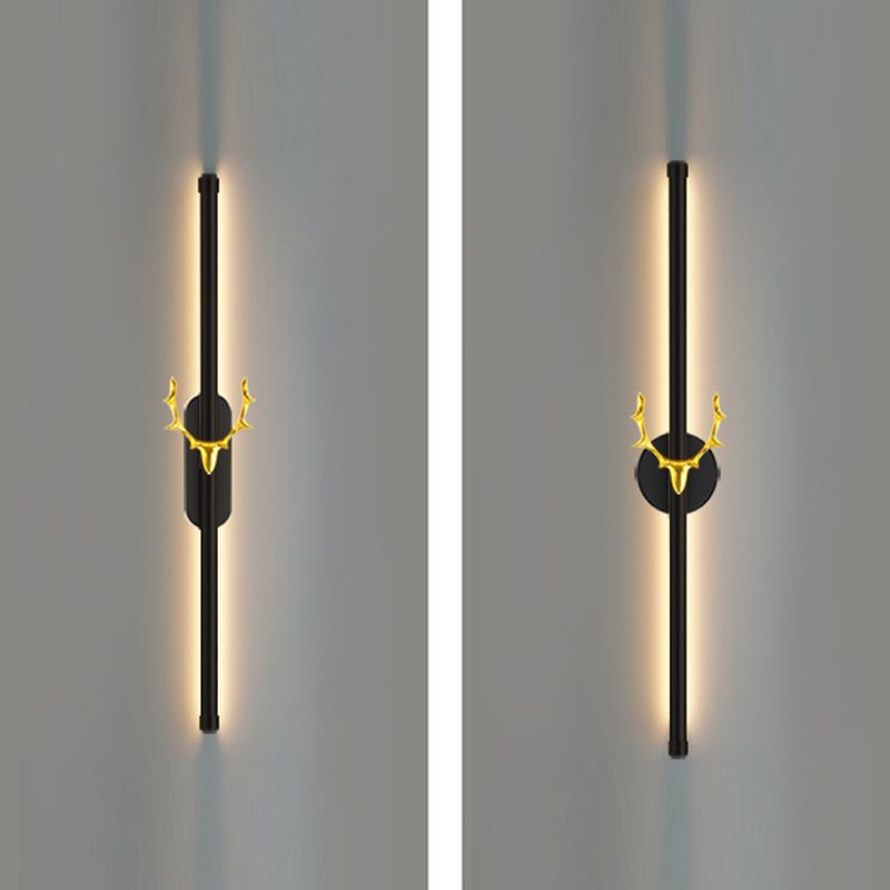 Minimalist Aluminum Wall Light Black Straight LED Wall Sconce for Living Room