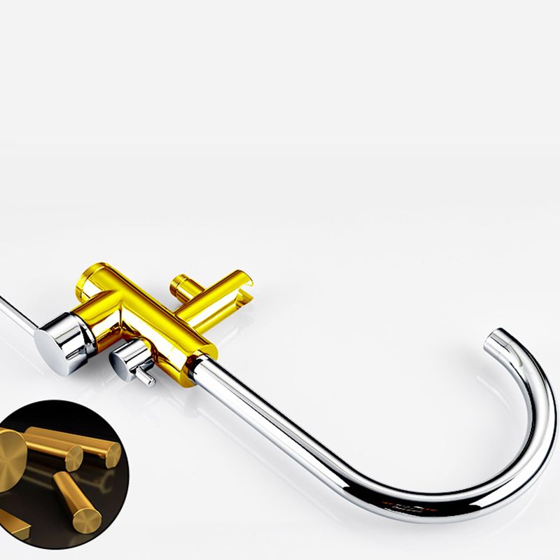 Tub Filler Lever Handle Freestanding Brass High Arc Handshower Traditional Tub Filler