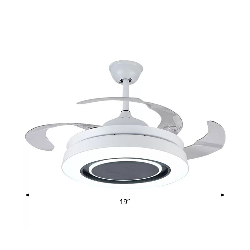 Weißer runder halbflush montage nordic 19 "breites metallisch hängende Lüfterleuchte, 4 Klingen