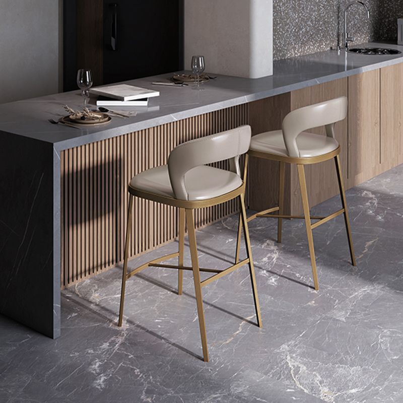 Armless Modern Counter Stool Faux Leather and Metal Counter Bar Stool