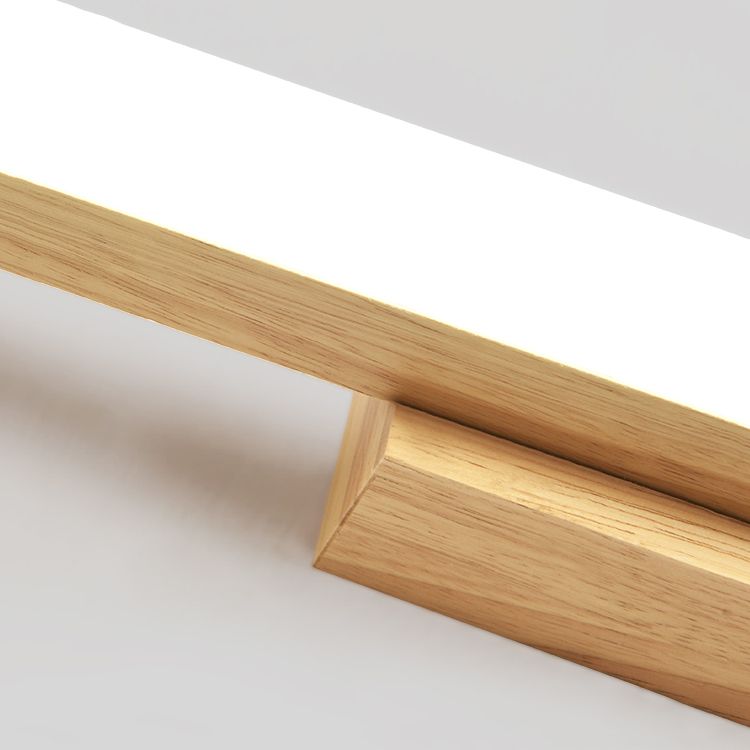 Linear Shape Wood Wall Sconce Modern Style 1 Light Mirror Wall Mounted Light in Brown