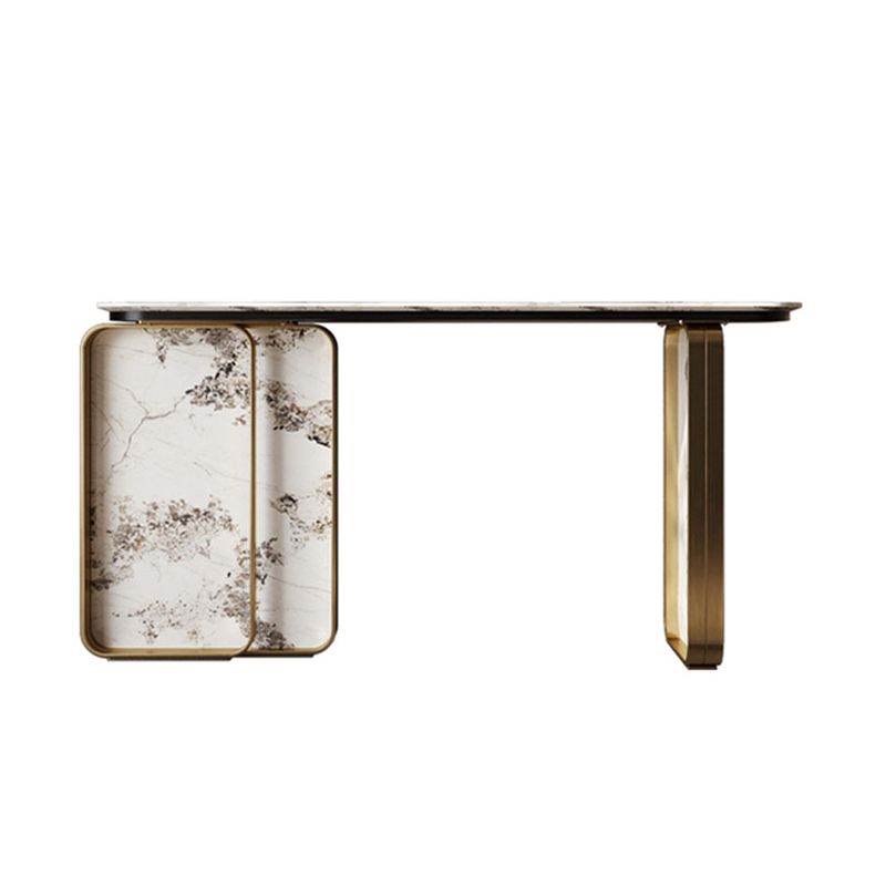 Glam Golden Console Accent Table Stone Console Sofa Table for Hall