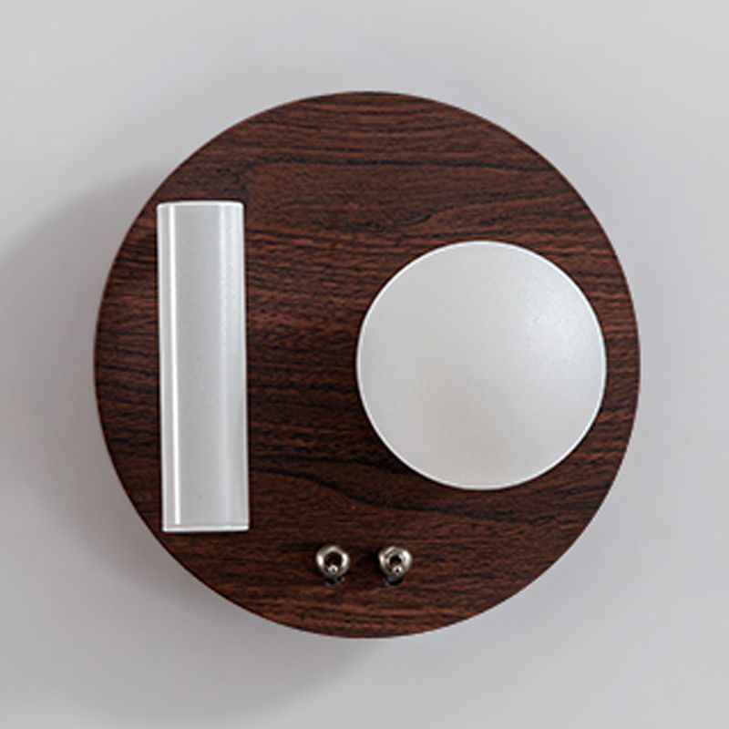 2 Lights Geometric Wall Light Modern Style Wood Wall Mount Light Fixture