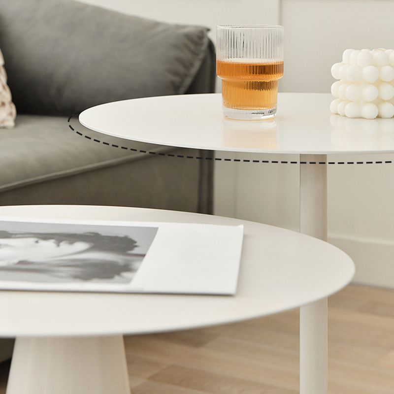 Pedestal Cocktail Table Set Mid-Century Metal Round Coffee Table