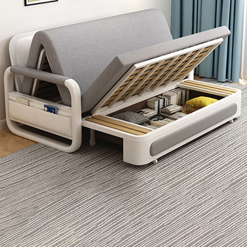 Light-grey Linen Armless Sofa 35.43" Wide  Contemporary Convertible Sofa Bed
