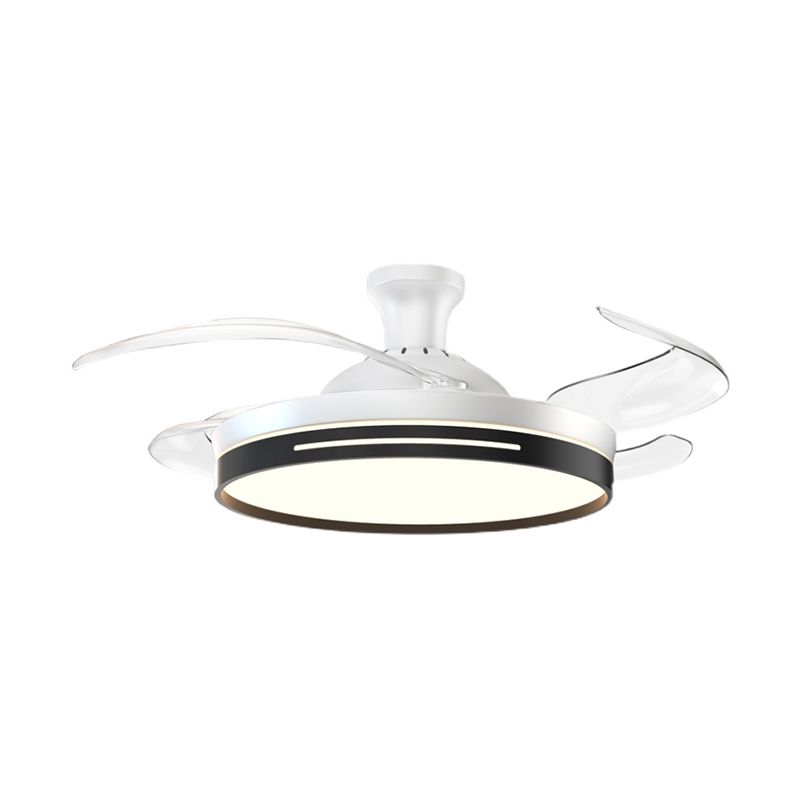Frequency Conversion Fan Light Fixture Modern Living Room LED Semi Flush Ceiling Light