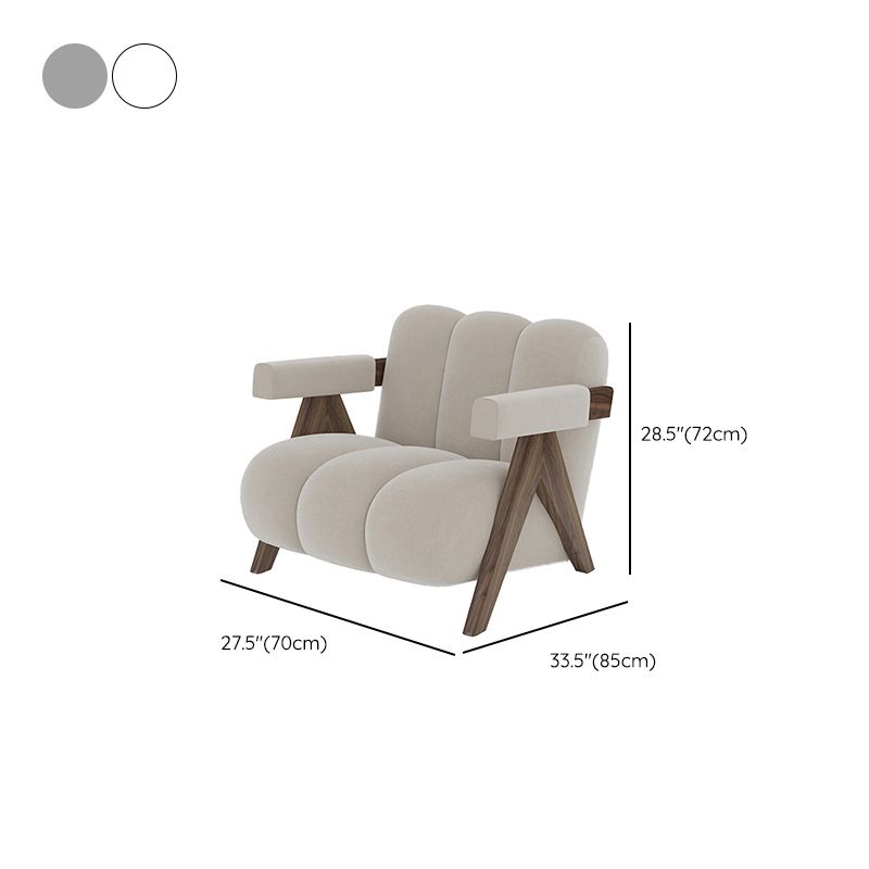 Scandinavian Wood Frame Lounge Chair Sewn Pillow Back Arm Chair