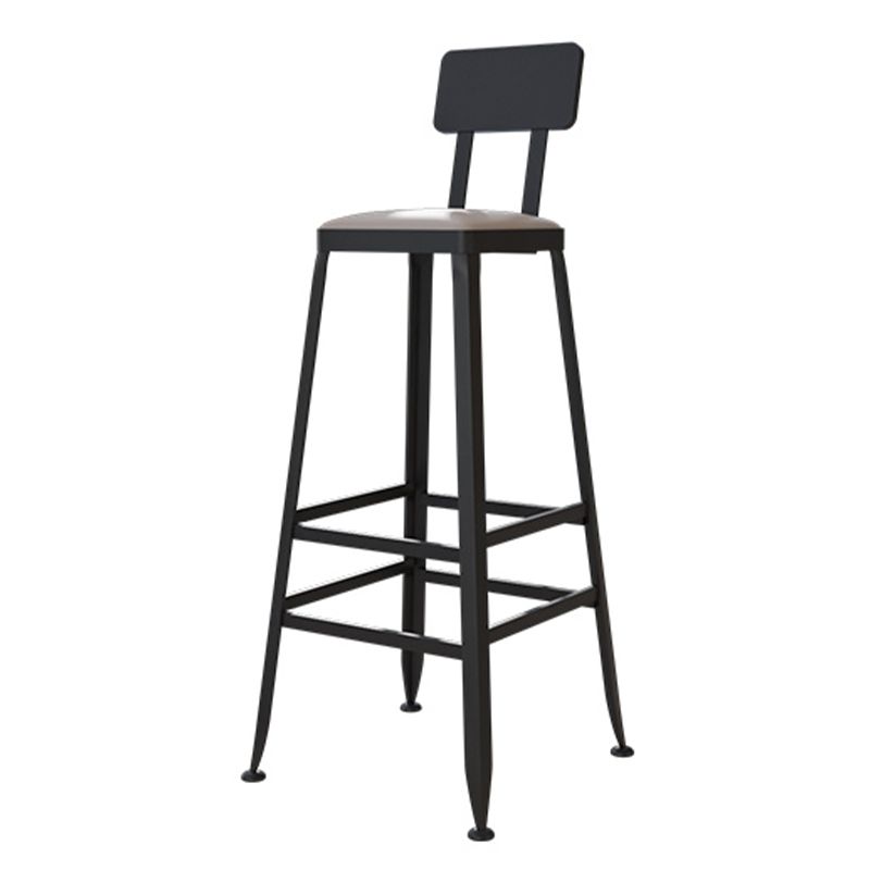 Industrial Metal Bar Stools Low Back Bar Stool with Black Legs