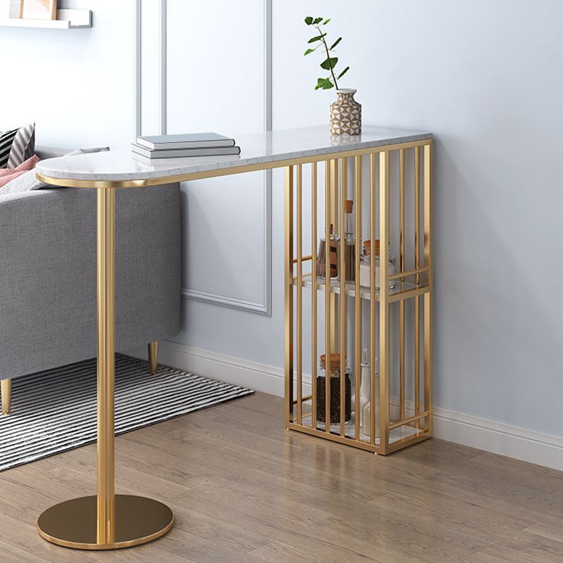 Glam Pub Height Dining Table Stone Top Pub Table with Gold Base