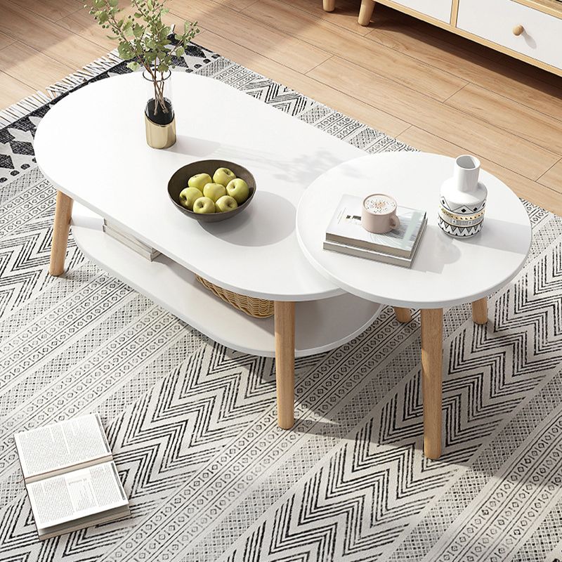 Four Legs Coffee Table Artificial Wood Coffee or End Table with Shelf