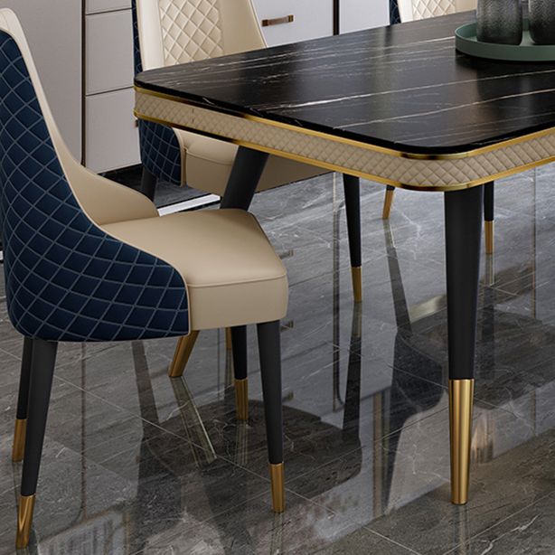 Modern Rectangle 1/4/5/6/7 Pieces Dining Table Set Black Legs Indoor Dinette Set