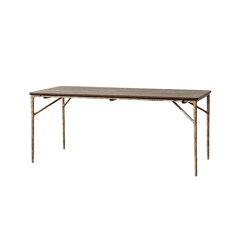 Luxury Oak Wood Table for Restaurant Rectangle Dining Table with Metal 4 Legs