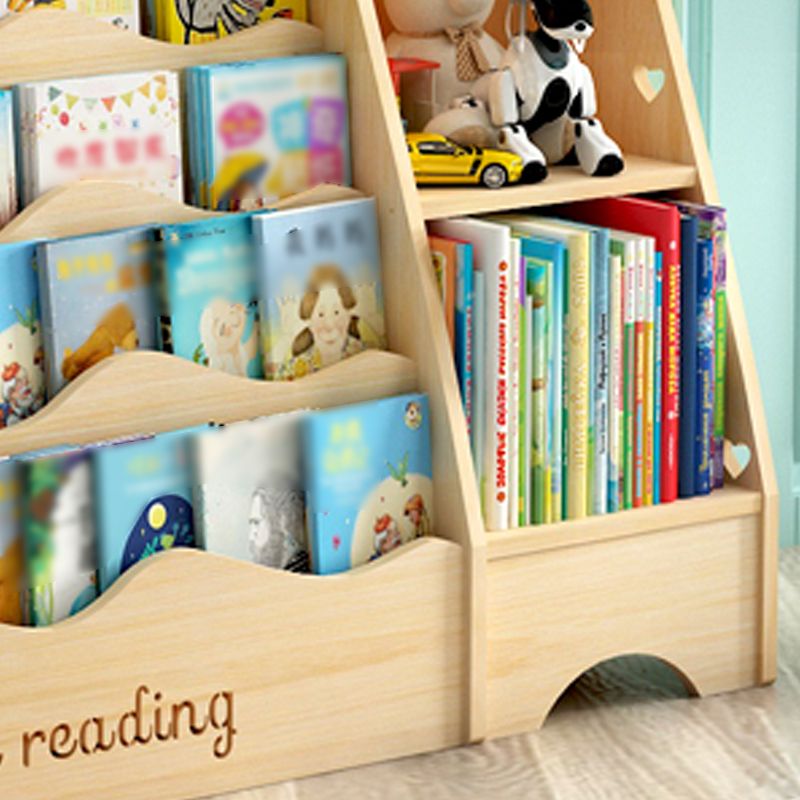 Ladder Bookcase Solid Wood Contemporary Style Bookshelf for Study Room