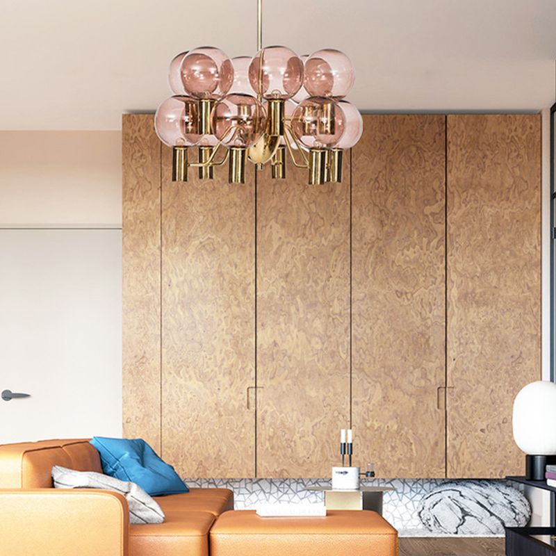 Glazen bol hanglamp in moderne luxe stijl elektroplate ijzer kroonluchter in goud