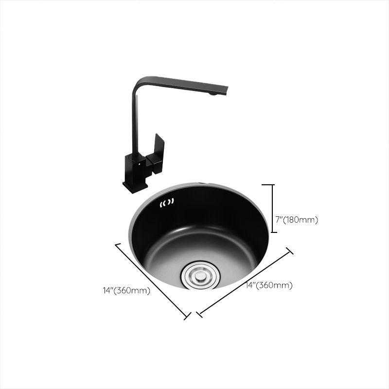 Single Bowl Kitchen Sink Round Stainless Steel Sink with Drain Strainer Kit