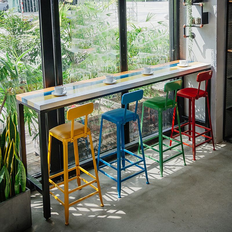 Industrial Dining Stools Armless Square Bar Stools with Footrest