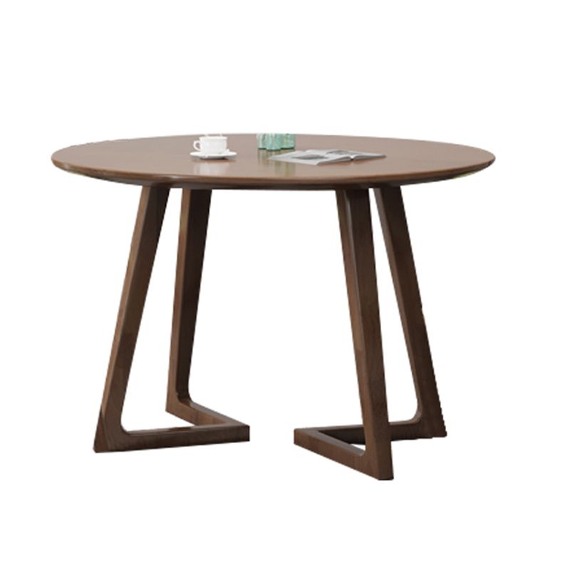 Modern Round Dining Table Rubberwood Solid Wood Dining Table with Sled Base