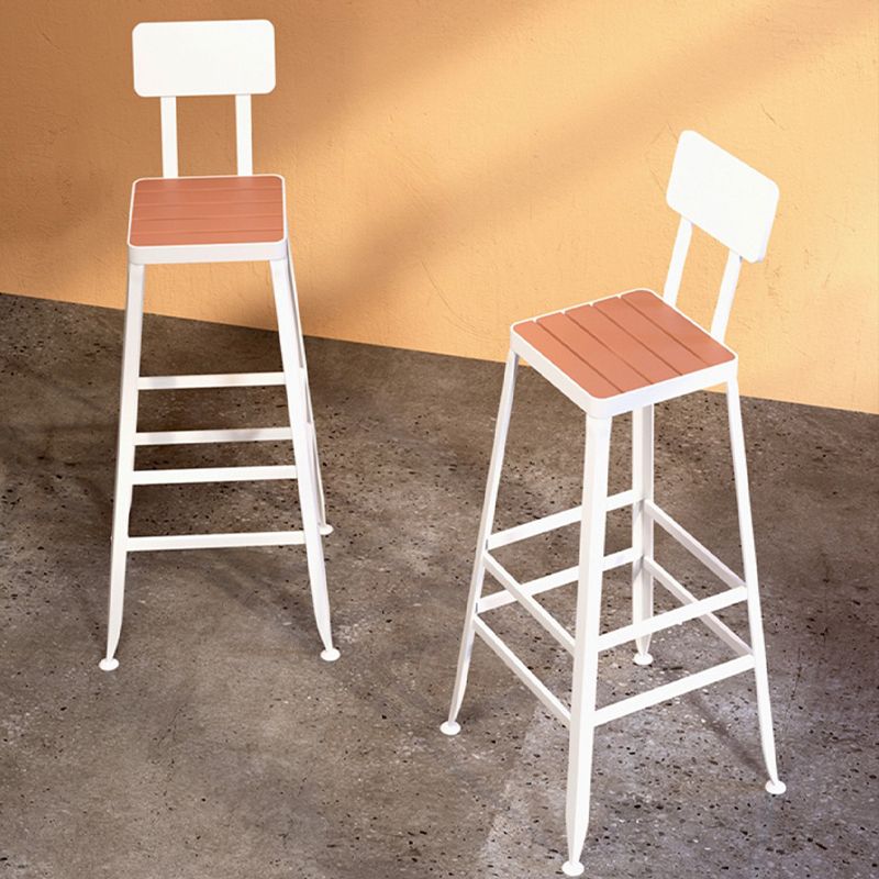 Iron Frame Bar Stool in Black and White Contemporary Low Back Armless Bar Stool