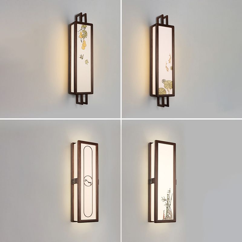 New Chinese Style Wooden Wall Light Cuboid LED Wall Lamp with Acrylic Shade for Bedroom