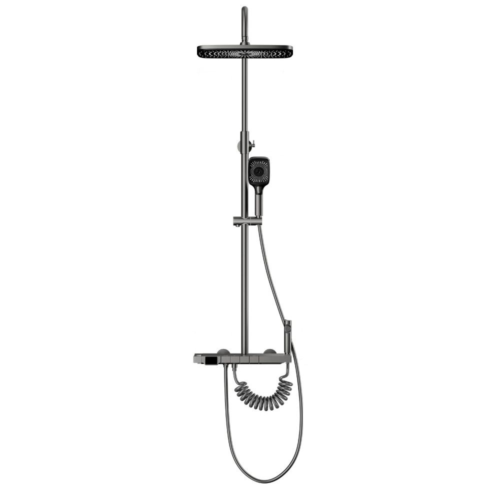 Wall Mounted Modern Square Metal  Shower Brass Shower Head Shower Faucet in Gray