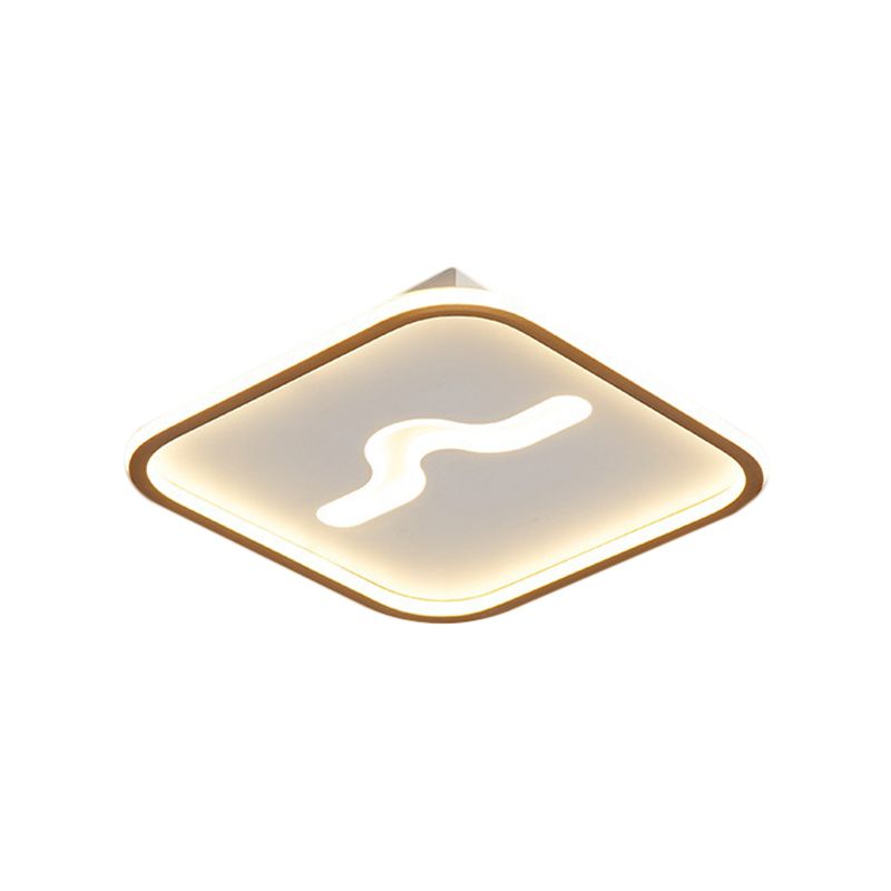 Nordic 16"/19.5" W LED Flush Mount Lamp with Metal Shade Black/ Gold Square Flush Ceiling Light, Warm/White Light