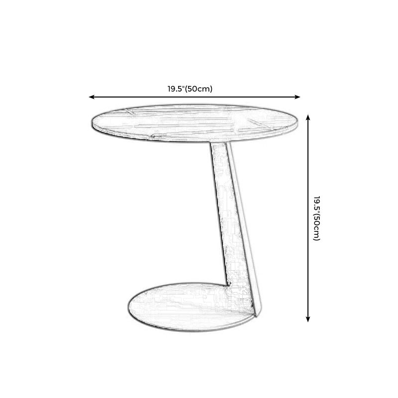 Modern Style Round Coffee Table with Iron Craft Black Base and Rock Slab White Top