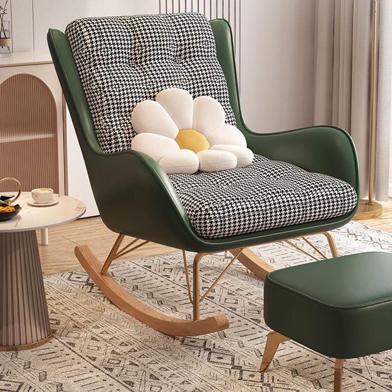 Modern Rocking Chair Upholstered Tufted Cushions with Light Legs Glider