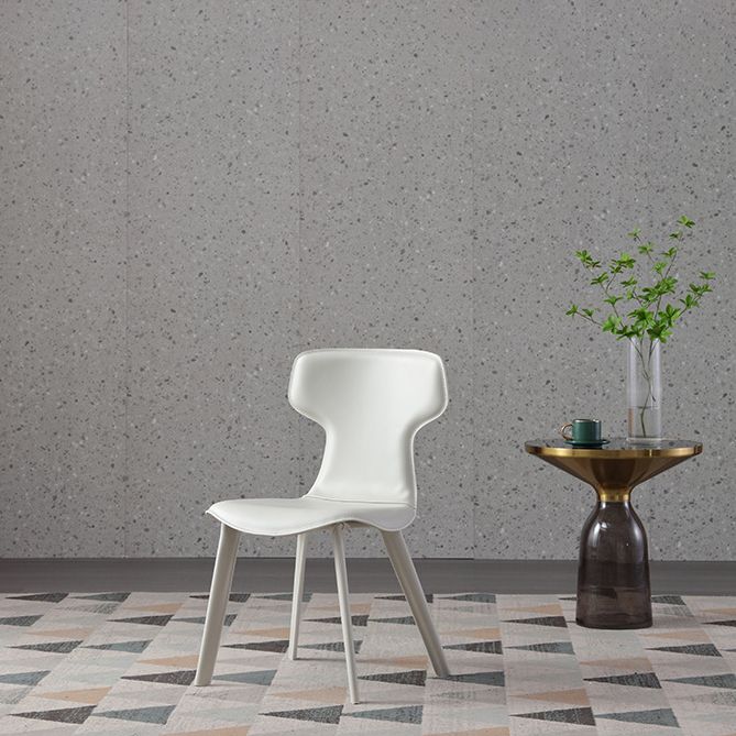 Faux Leather Dining Chairs Contemporary Arm Chairs with Metal Base