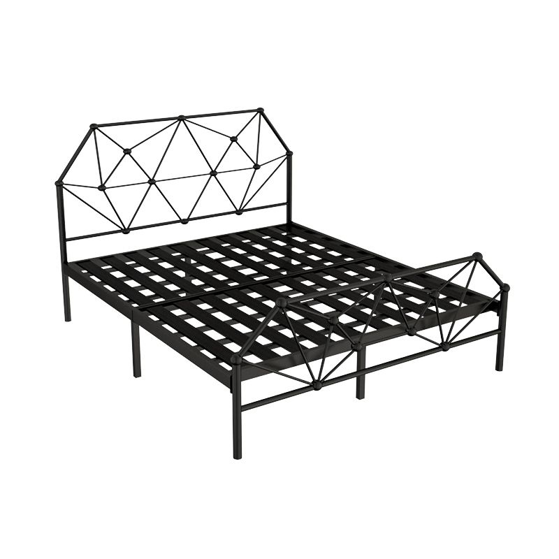 Modern Open-Frame Bed with Beveled Headboard and Iron Legs Bed