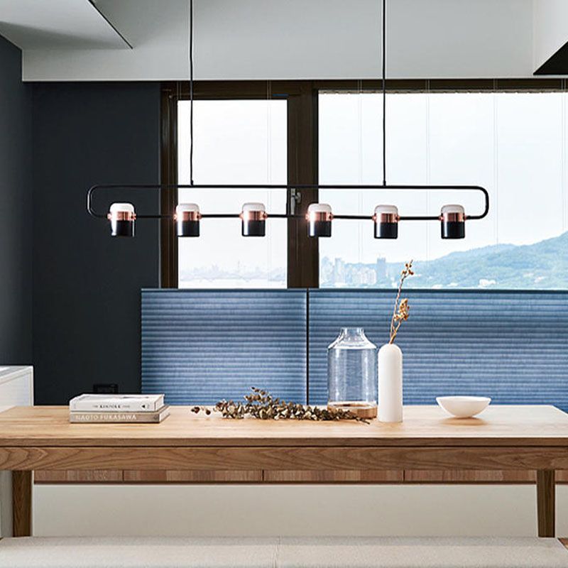 Lampade cilindriche dell'isola moderna lampade a 6 luci a 6 luci con ombra acrilica bianca