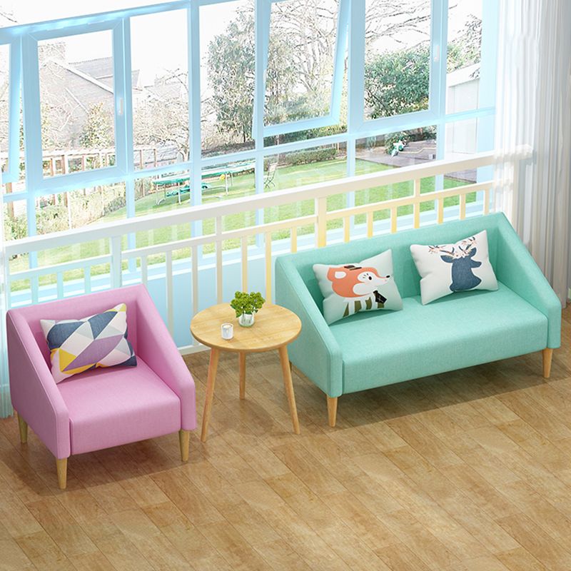 Contemporary Faux Leather Cotton Blend Sofa with Wooden Based