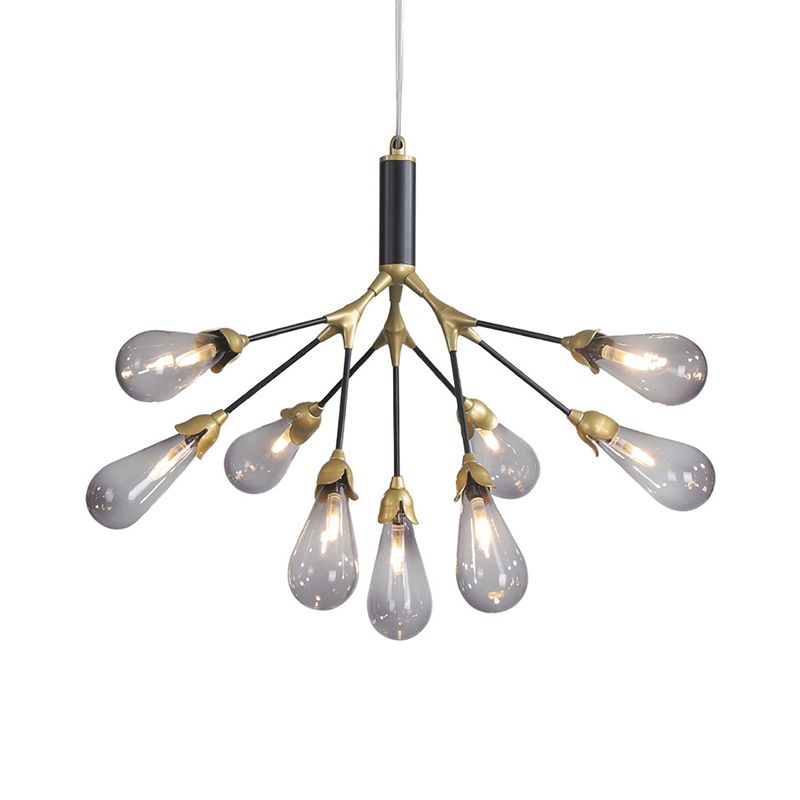 Metallic Branch Shaped Chandelier Lighting Minimalistic LED Pendant Light with Bulb-Shaped Glass