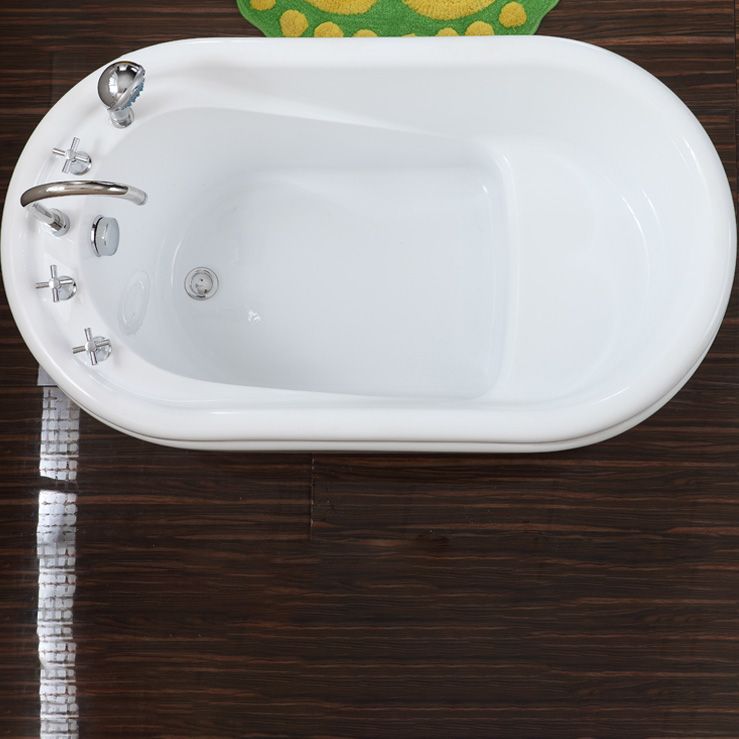 Stand Alone Acrylic Bathtub Modern Oval Left-Hand Drain Bath Tub
