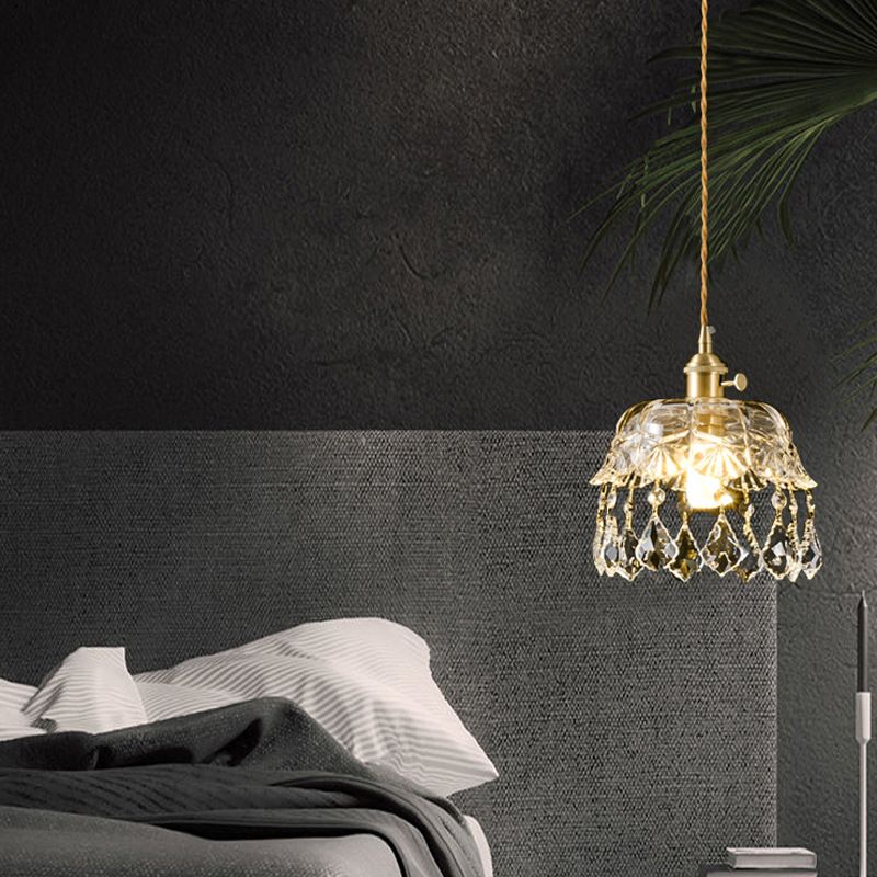 Shaded Glass Pendant Ceiling Light Contemporary Style Clear Hanging Ceiling Light