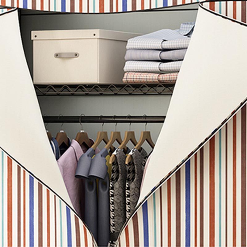 Contemporary Style Steel Wardrobe Adjustable Shelves Wardrobe Closet with Legs