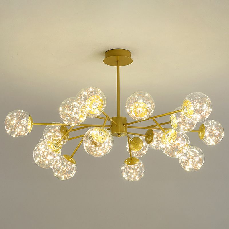 Modern Globe Pendant Chandelier Glass 18 Lights Chandelier for Living Room