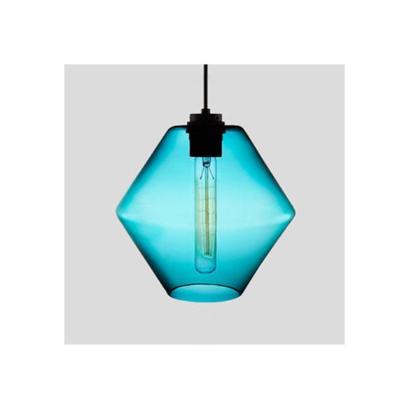 Lampe suspendue cylindrique Verre de simplicité 1 rose clair / jaune / bleu plafond plafond