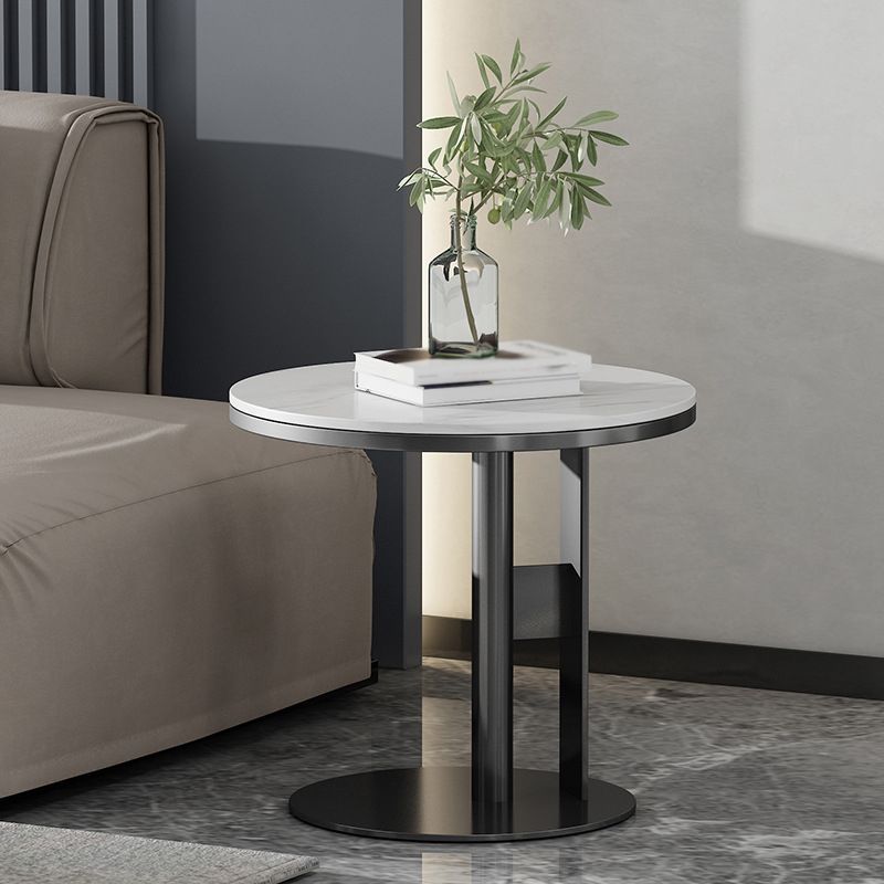 Modern Style Cocktail Table White/black/grey Slate Top Black Metal Base Coffee Table