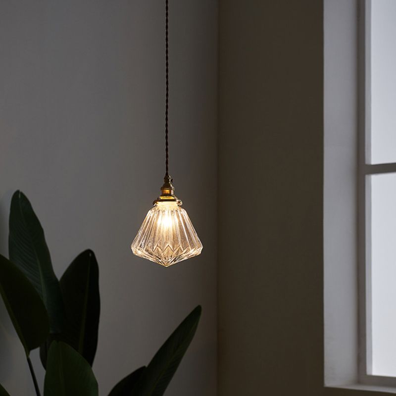 Rippen klare Glashängelampe Vintage Style Single-Bulb Restaurant Beleuchtung Anhänger
