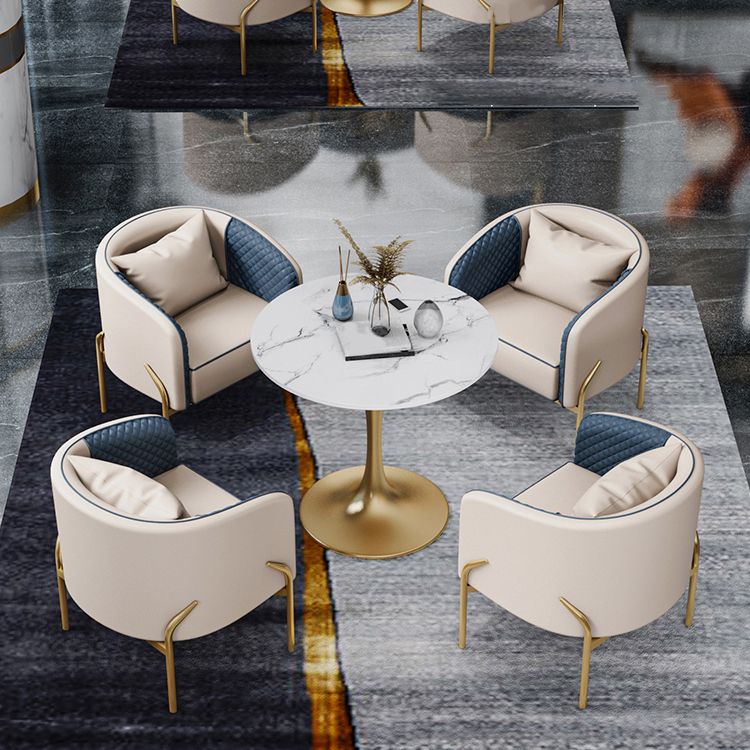 Glam Style Sintered Stone Set Round 1/3/4/5 Pieces Dining Set for Home Use