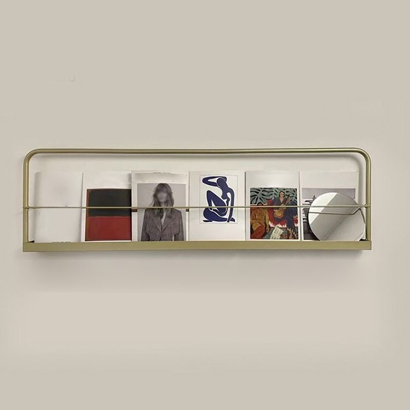 Metal Floating Bookcase Gold Color Wall Mounted Shelf for Home Office