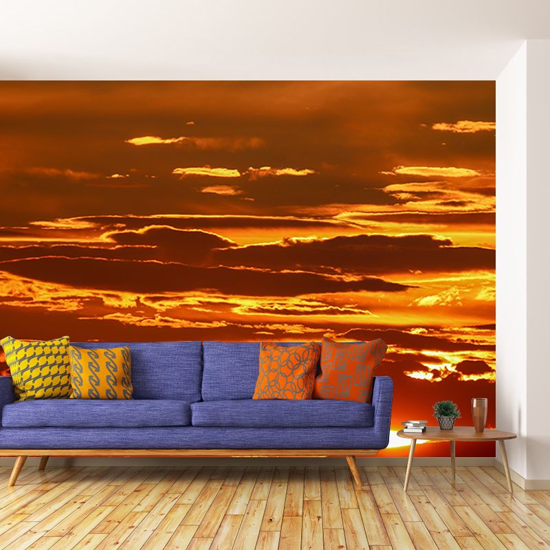 Orange Sunset Mural Modern Wall Covering Stain Resistant, Made to Measure