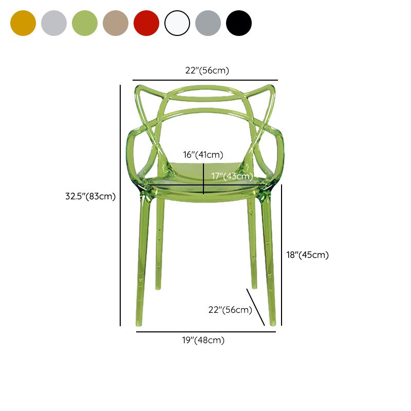 Contemporary Indoor Plastic Open Back Stacking Dining Arm Chair